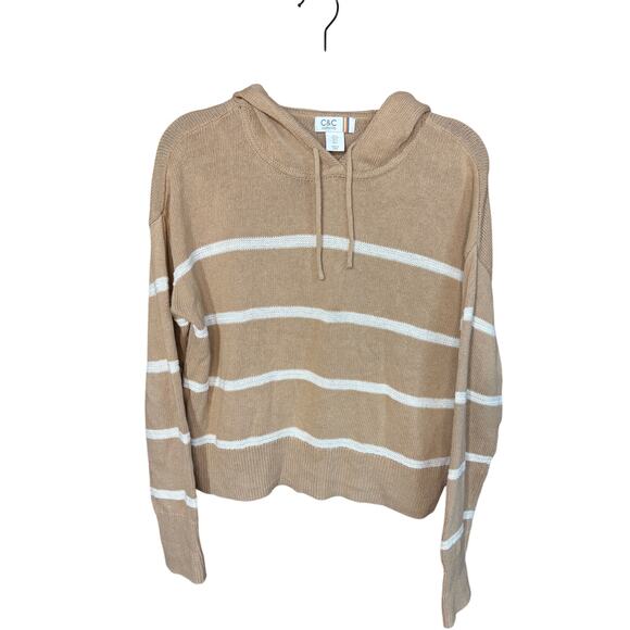 C & C California Beige and White Pullover Sweater – Size Large - Picture 1 of 6